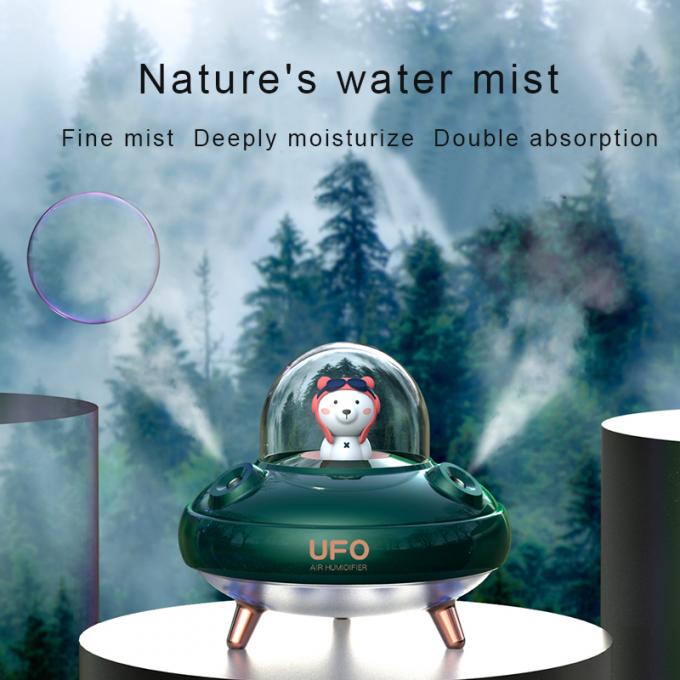 400ML Καλό σχεδιασμό UFO υγροποιητής διπλού ψεκασμού υγροποίηση ήσυχος επαναφορτιζόμενος USB υγροποιητής με πολύχρωμο φως νύχτας 0