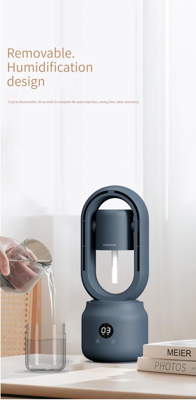 300ml 2 σε 1 κλιματιστικό υγραντήρα Vaneless ανεμιστήρα 2000mAh επαναφορτιζόμενη μπαταρία 8