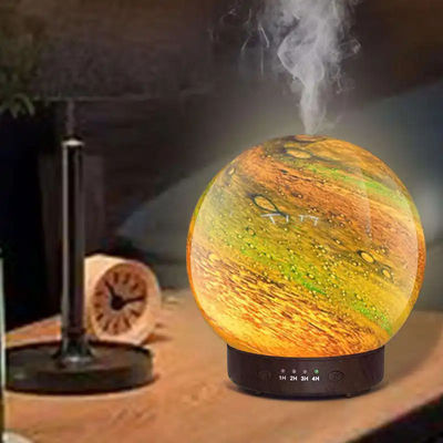 3D Πλανήτης Όμορφο Σχεδιασμό Επτά Χρώματα Φωτεινό Άρωμα Διασκορπιστή Γυάλινη Σφαίρα Διακόσμηση Ασθητικό Έλαιο Διασκορπιστή για την Οικιακή Επιφάνεια